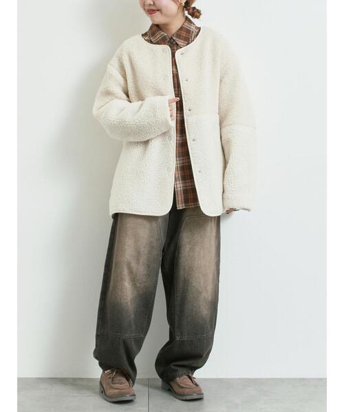 SM2（エスエムツー）の「切替ボアジャケット（ノーカラージャケット・レディース・チャコールグレー/ネイビー/キナリ・F）」の21枚目の写真