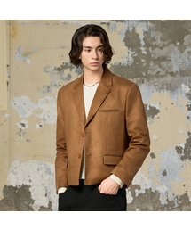 HYOJI（ヒョージ）の「25 FW 2ボタン クロップジャケット_スエード（キャメル）（ライダースジャケット）」