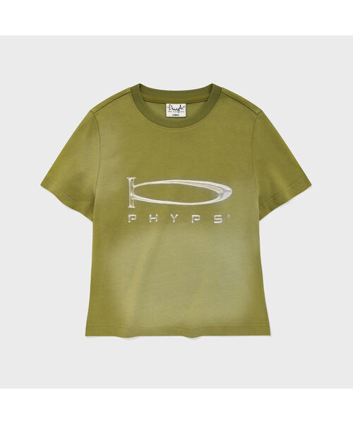 PHYSICAL DEPARTMENT(フィジカル デパートメント)の「ウィメンズ3D-ACTIVEメタルスリムフィットショートスリーブオリーブカーキ(Tシャツ/カットソー・レディース・その他・MEDIUM/SMALL)」の1枚目の写真