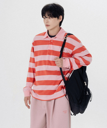 ウーブン配色ラグビーTシャツ_バニラアイスクリーム