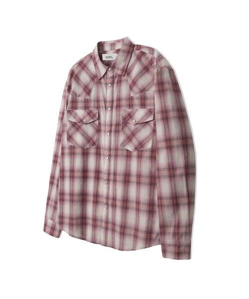 COSTUME O’CLOCK(コスチュームオクロック)の「チェックウエスタンセミオーバーフィットロングスリーブシャツ2COLORCOOSSH198(シャツ/ブラウス・メンズ・ネイビー/ピンク・MEDIUM/LARGE/SMALL)」の2枚目の写真
