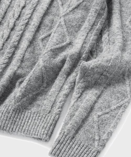 NONBLANK（ノンブランク）の「ケーブル編みラウンドニット_MELANGE GREY（ニット/セーター・メンズ・その他・MEDIUM/LARGE/X-LARGE）」の3枚目の写真