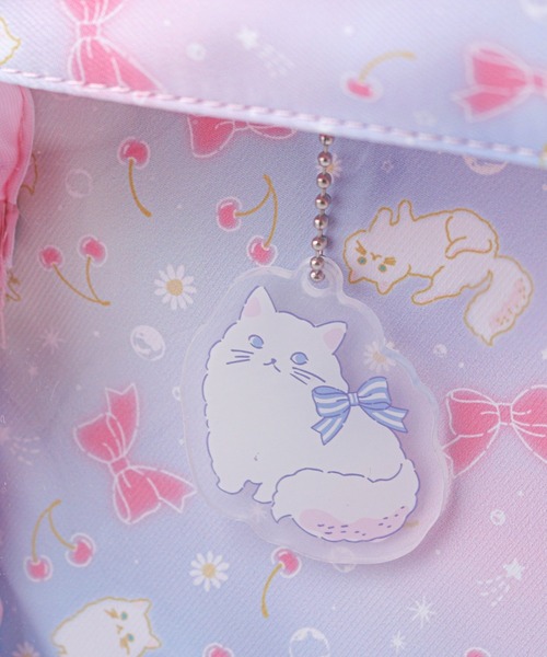 Catherine Cottage（キャサリンコテージ）の「クリアポケット付きネコ柄リュックサック　キーホルダーセット（バックパック/リュック・キッズ・パープル・FREE）」の7枚目の写真