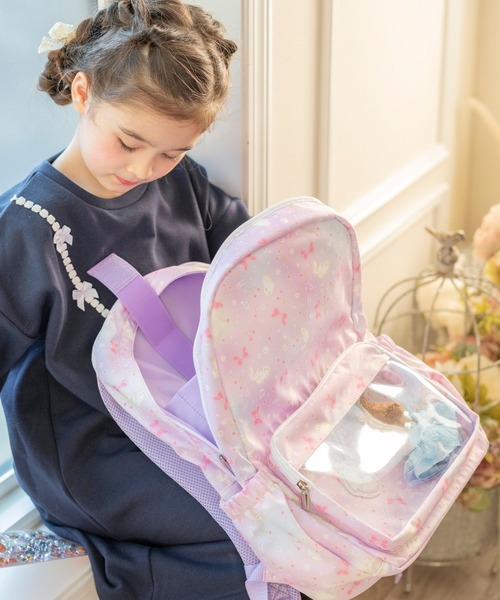 Catherine Cottage（キャサリンコテージ）の「クリアポケット付きネコ柄リュックサック　キーホルダーセット（バックパック/リュック・キッズ・パープル・FREE）」の10枚目の写真