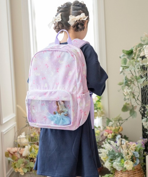 Catherine Cottage（キャサリンコテージ）の「クリアポケット付きネコ柄リュックサック　キーホルダーセット（バックパック/リュック・キッズ・パープル・FREE）」の13枚目の写真