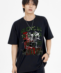 スケルトンロックスター 半袖Tシャツ ブラック