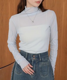 コード刺繍ハイネックプルオーバー