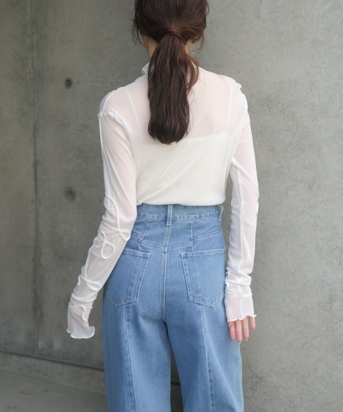 Bab(バブ)の「コード刺繍ハイネックプルオーバー(Tシャツ/カットソー・レディース・オフホワイト/サックスブルー/ブラック・MEDIUM)」の15枚目の写真