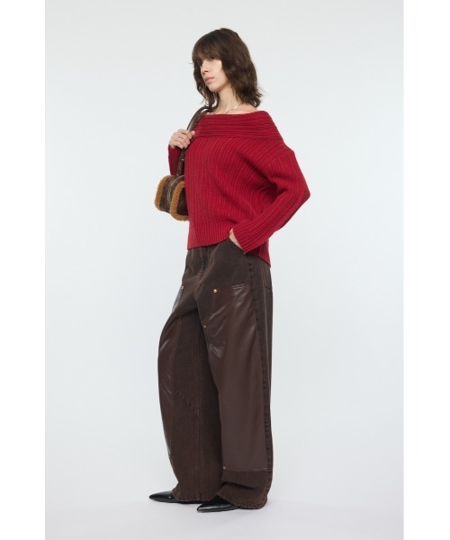 MOUSSY(マウジー)の「OVER RIB オフショルダー(ニット/セーター・レディース・杢グレー/レッド/ブラウン/アイボリー・FREE)」の20枚目の写真