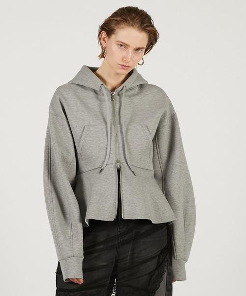 PRANK PROJECT(プランクプロジェクト)の「【2026Spring Pre-Order】ペプラムフーディパーカー / Peplum Hoodie(パーカー・レディース・チャコールグレー/ライトグレー・FREE)」の1枚目の写真