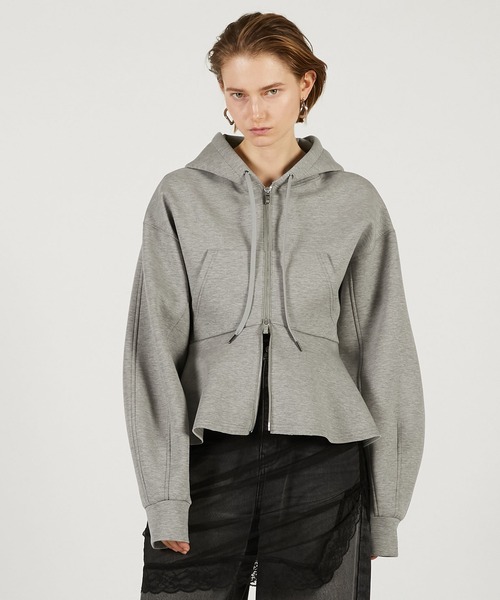 PRANK PROJECT(プランクプロジェクト)の「【2026Spring Pre-Order】ペプラムフーディパーカー / Peplum Hoodie(パーカー・レディース・チャコールグレー/ライトグレー・FREE)」の11枚目の写真