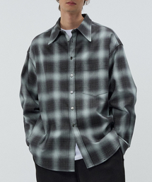 INTERSECTION（インターセッション）の「Oversized ombre twill check shirt（シャツ/ブラウス）」