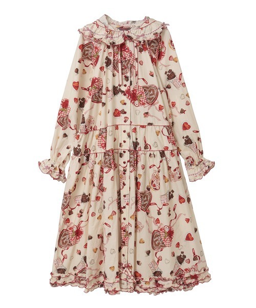 最終値下げ、新品タグつき、ピンクハウス、ミディワンピース、キナリ スウィートメモリーズプリントミディワンピース（ワンピース）｜PINK