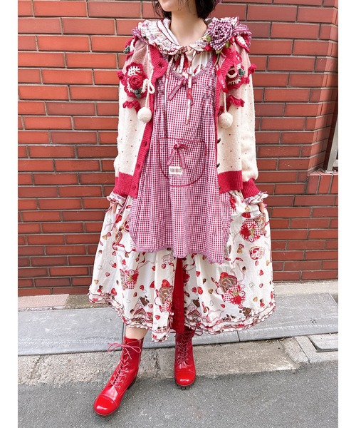 最終価格❤︎ピンクハウス❤︎キャンディダフトワンピース赤 赤リボンくまフード付きワンピース - ピンクハウス通販｜リサイクル