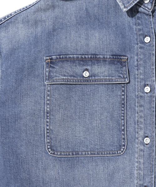 Healthy denim（ヘルシーデニム）の「Healthy Denim/ヘルシーデニム Almond / ビッグシルエット デニムシャツ（シャツ/ブラウス・レディース・ブルー/サックスブルー・ONE SIZE）」の19枚目の写真