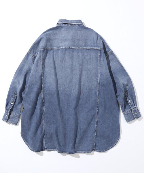 Healthy denim（ヘルシーデニム）の「Healthy Denim/ヘルシーデニム Almond / ビッグシルエット デニムシャツ（シャツ/ブラウス・レディース・ブルー/サックスブルー・ONE SIZE）」の21枚目の写真