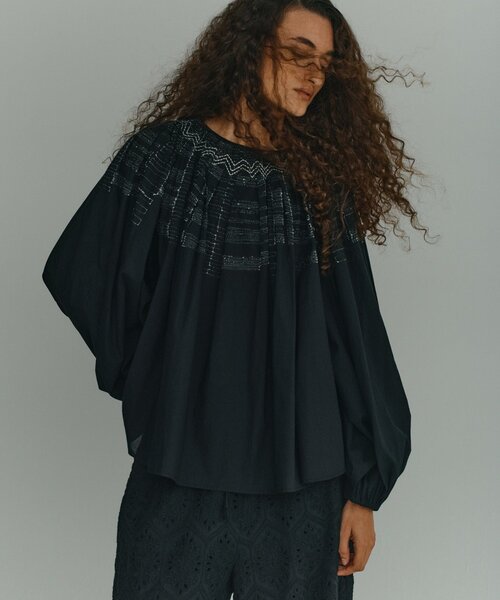 GALLARDAGALANTE 刺繍ブラウス  オンライン限定  ブラック 2026SS Debut】【Dhritië】【手洗い可】刺繍ブラウス（シャツ/ブラウス
