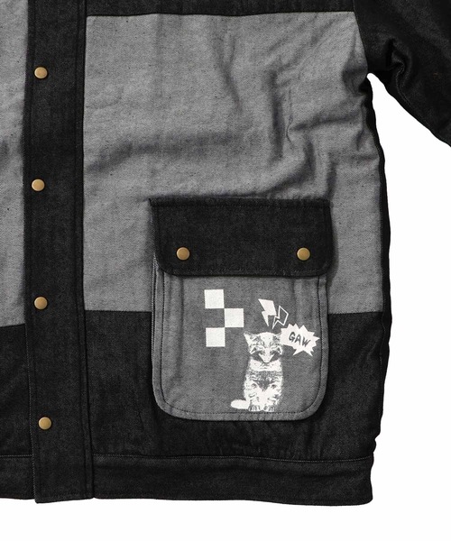 ScoLar（スカラー）の「153755：落書きモザイク柄デニム×ボアジャケット（デニムジャケット・レディース・ネイビー/ブラック・M）」の14枚目の写真