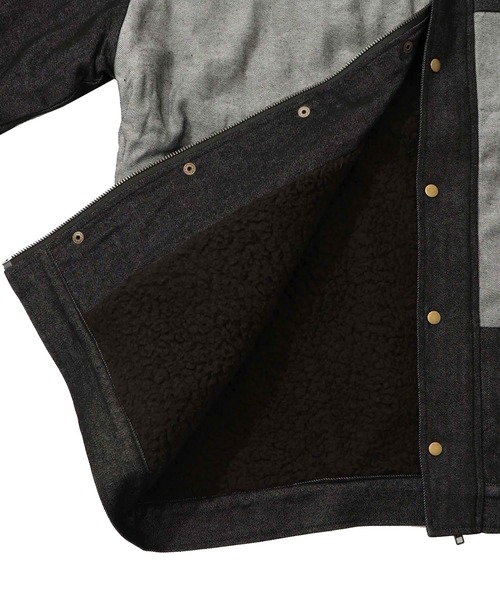 ScoLar（スカラー）の「153755：落書きモザイク柄デニム×ボアジャケット（デニムジャケット・レディース・ネイビー/ブラック・M）」の15枚目の写真