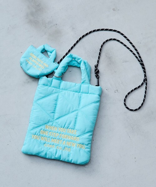coen（コーエン）の「ロゴ刺繍 幾何柄 キルト2wayショルダーバッグ（ショルダーバッグ・レディース・ホワイト/ピンク/ライム/ブラック/ライトブルー/その他6/シルバー・FREE）」の3枚目の写真