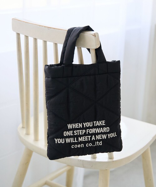coen（コーエン）の「ロゴ刺繍 幾何柄 キルト2wayショルダーバッグ（ショルダーバッグ・レディース・ホワイト/ピンク/ライム/ブラック/ライトブルー/その他6/シルバー・FREE）」の2枚目の写真
