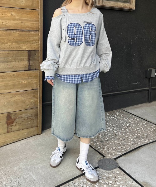 WC(ダブル シー)の「チェックレイヤードワンショルスウェット(スウェット・レディース・グレー/ブラック・FREE)」の11枚目の写真