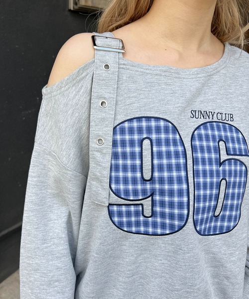 WC(ダブル シー)の「チェックレイヤードワンショルスウェット(スウェット・レディース・グレー/ブラック・FREE)」の14枚目の写真