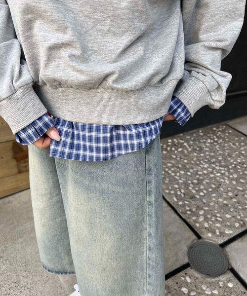 WC(ダブル シー)の「チェックレイヤードワンショルスウェット(スウェット・レディース・グレー/ブラック・FREE)」の15枚目の写真