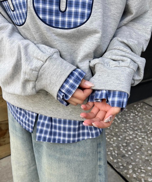 WC(ダブル シー)の「チェックレイヤードワンショルスウェット(スウェット・レディース・グレー/ブラック・FREE)」の16枚目の写真