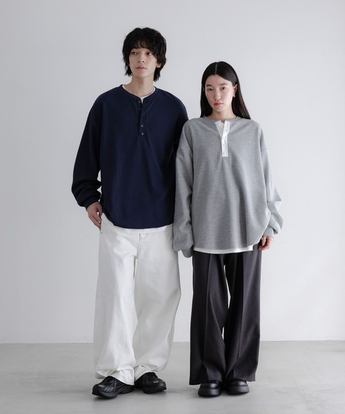 LOWRYS FARM（ローリーズファーム）の「【LFM(U)】ワッフルヘンリーネックＴＬＳ　 640200（Tシャツ/カットソー・メンズ・ネイビー/グレー/ホワイト・LARGE/MEDIUM）」の14枚目の写真