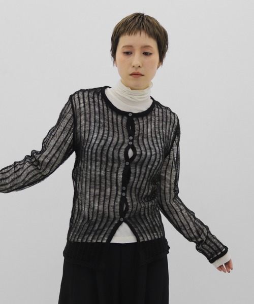 lit（リット）の「Open Ladder Knit Cardigan（ニット/セーター・レディース・ブラック/アイボリー/スモークグレー・FREE）」の10枚目の写真