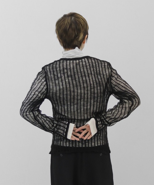 lit（リット）の「Open Ladder Knit Cardigan（ニット/セーター・レディース・ブラック/アイボリー/スモークグレー・FREE）」の8枚目の写真