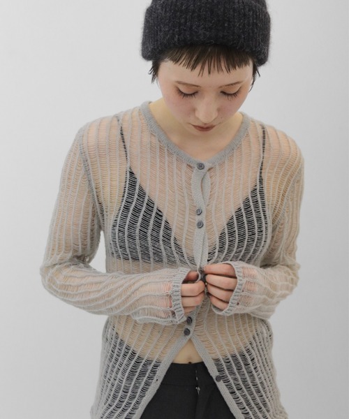 lit（リット）の「Open Ladder Knit Cardigan（ニット/セーター・レディース・ブラック/アイボリー/スモークグレー・FREE）」の19枚目の写真