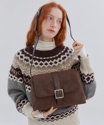 ANC SUEDE CROSS BODY BAG_DARK BROWN