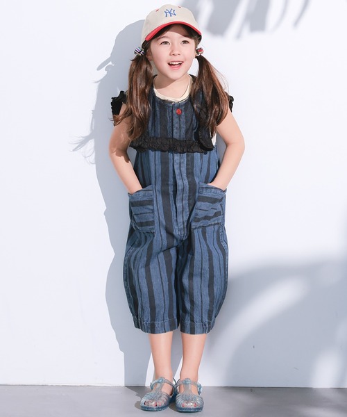 MARKEY'S（マーキーズ）の「デニムルーズフィットサロペット（サロペット/オーバーオール・キッズ・ネイビー/ライトブルー・100/130/120/110/90）」の5枚目の写真