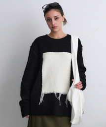 MILLO WOMEN（ミロウーマン）の「ブークルスクエアプルオーバーニット[ブラック]（ニット/セーター）」