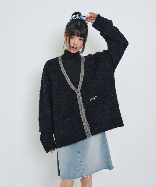 LMR（エルエムアール）の「配色ポイントブークレカーディガン ブラック（ニット/セーター・レディース・ブラック・M/L）」の8枚目の写真