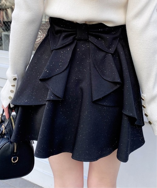 INGNI（イング）の「バックリボンラメフレアスカパン（スカート・レディース・グレー/ブラック・FREE）」の3枚目の写真