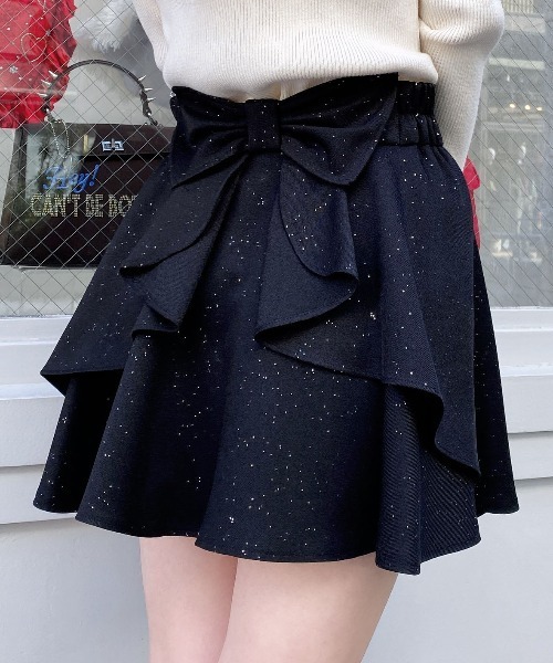 INGNI（イング）の「バックリボンラメフレアスカパン（スカート・レディース・グレー/ブラック・FREE）」の5枚目の写真