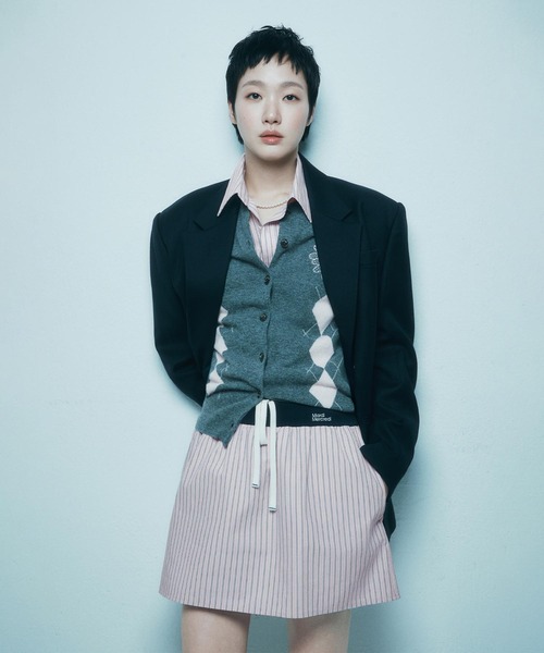 Mardi Mercredi(マルディメクルディ)の「CASHMERE BLENDED CARDIGAN ROUND NECK ARGYLE / カシミヤ ブレンド カーディガン ラウンドネック アーガイル(カーディガン/ボレロ・レディース・ダークグレー/グレー・FREE)」の8枚目の写真