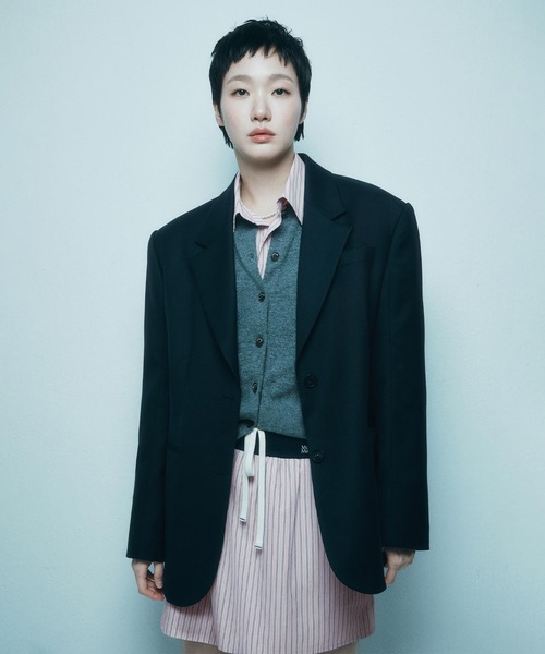Mardi Mercredi(マルディメクルディ)の「CASHMERE BLENDED CARDIGAN ROUND NECK ARGYLE / カシミヤ ブレンド カーディガン ラウンドネック アーガイル(カーディガン/ボレロ・レディース・ダークグレー/グレー・FREE)」の9枚目の写真