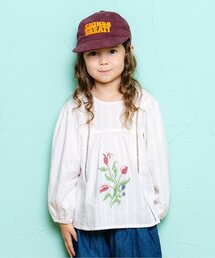 Boribon | チューリップ刺繍ノーカラーブラウス(シャツ/ブラウス)