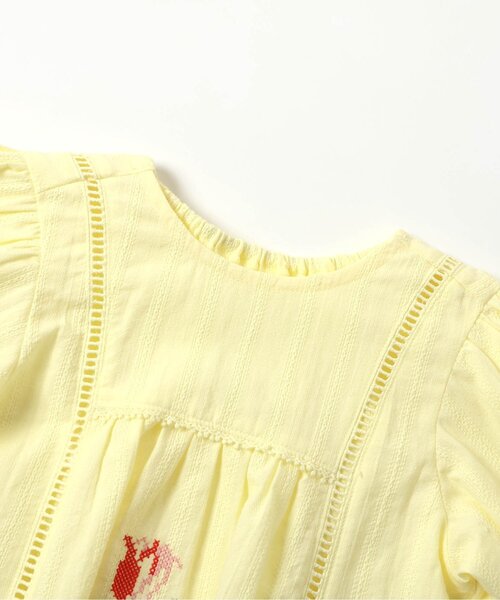 Boribon（ボリボン）の「チューリップ刺繍ノーカラーブラウス（シャツ/ブラウス・キッズ・イエロー/オフホワイト・80/90/100/110/120）」の9枚目の写真