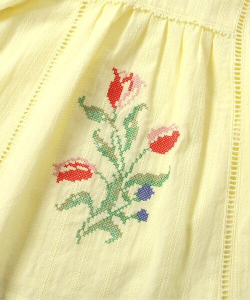 Boribon（ボリボン）の「チューリップ刺繍ノーカラーブラウス（シャツ/ブラウス・キッズ・イエロー/オフホワイト・80/90/100/110/120）」の11枚目の写真