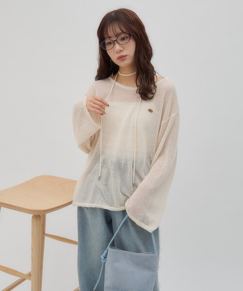 DISCOAT(ディスコート)の「【umm./5色展開】チョーカー付きプルオーバー(ニット/セーター・レディース・サックスブルー/アイボリー/ネイビー/レモンイエロー/グレー・FREE)」の8枚目の写真