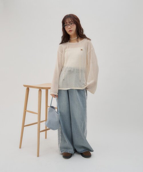 DISCOAT(ディスコート)の「【umm./5色展開】チョーカー付きプルオーバー(ニット/セーター・レディース・サックスブルー/アイボリー/ネイビー/レモンイエロー/グレー・FREE)」の10枚目の写真