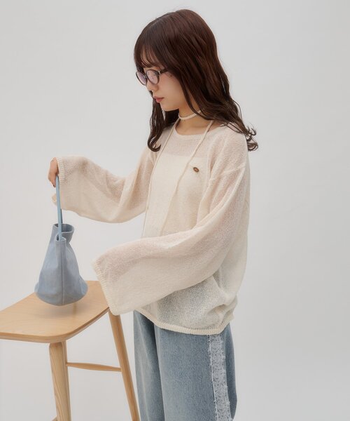 DISCOAT(ディスコート)の「【umm./5色展開】チョーカー付きプルオーバー(ニット/セーター・レディース・サックスブルー/アイボリー/ネイビー/レモンイエロー/グレー・FREE)」の11枚目の写真