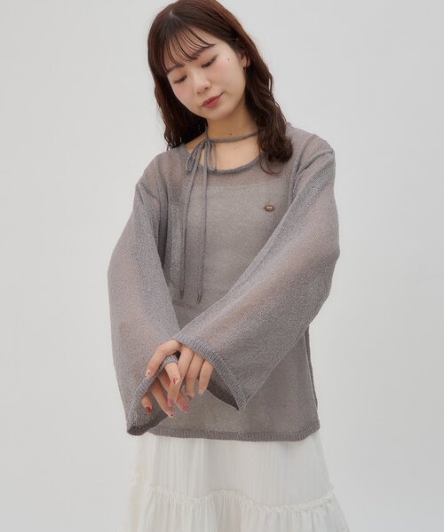 DISCOAT(ディスコート)の「【umm./5色展開】チョーカー付きプルオーバー(ニット/セーター・レディース・サックスブルー/アイボリー/ネイビー/レモンイエロー/グレー・FREE)」の18枚目の写真
