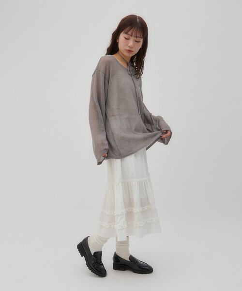 DISCOAT(ディスコート)の「【umm./5色展開】チョーカー付きプルオーバー(ニット/セーター・レディース・サックスブルー/アイボリー/ネイビー/レモンイエロー/グレー・FREE)」の19枚目の写真