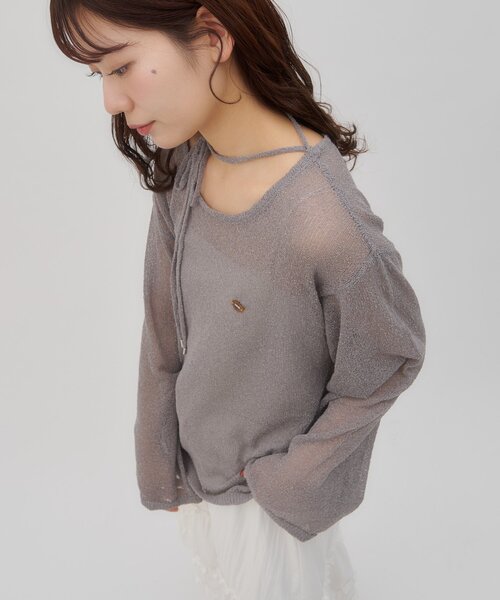 DISCOAT(ディスコート)の「【umm./5色展開】チョーカー付きプルオーバー(ニット/セーター・レディース・サックスブルー/アイボリー/ネイビー/レモンイエロー/グレー・FREE)」の22枚目の写真